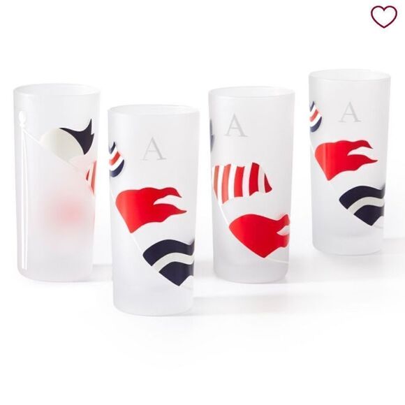 Mark & Graham Nautical Flag Highball Glasses Set/4 - Picture 4 of 4